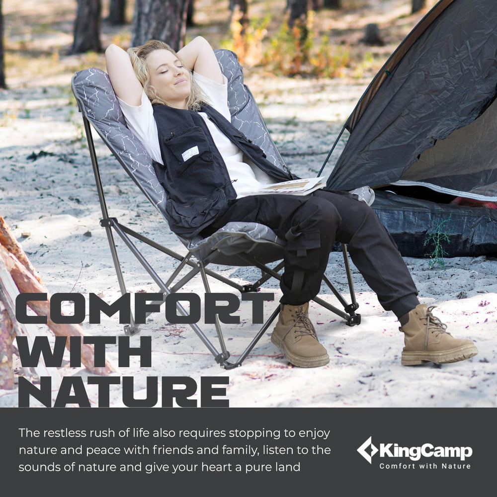 KingCamp butterfly chair demonstrates quick 10-second setup.