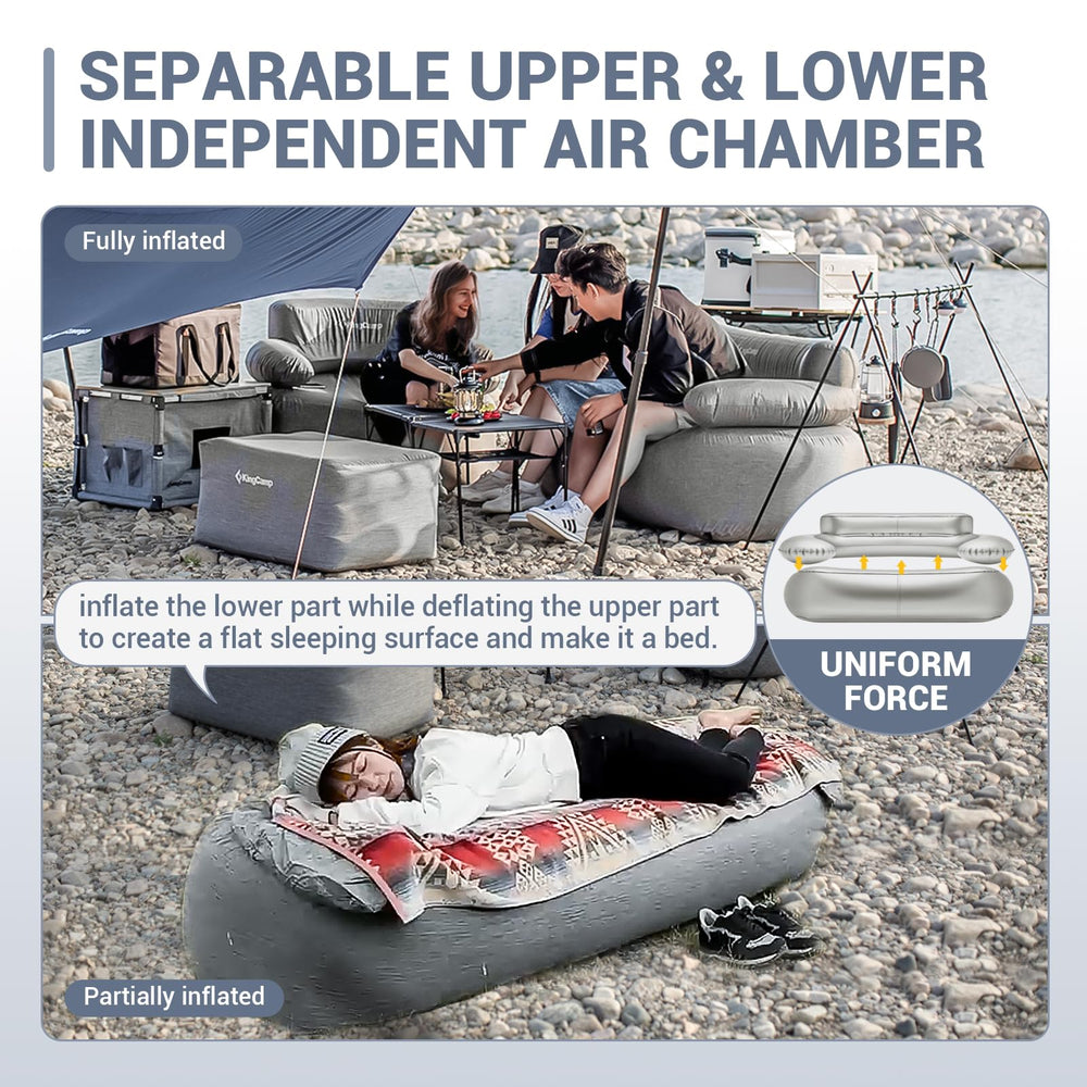 KingCamp extra wide back support sofa provides generous space and back support
