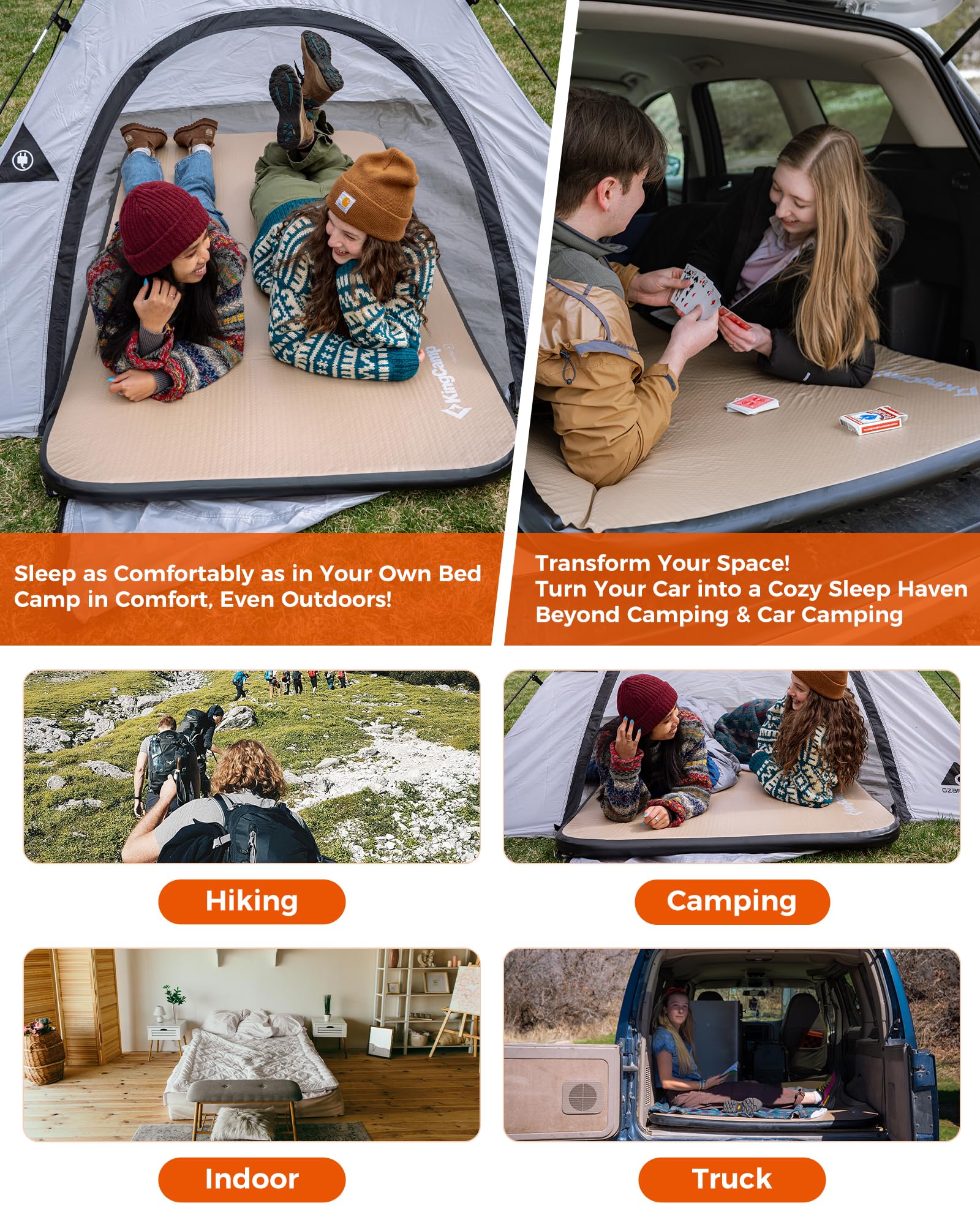 KingCamp FLEXIREST 5.0 car-travel setup shows versatile camp-to-vehicle sleeping