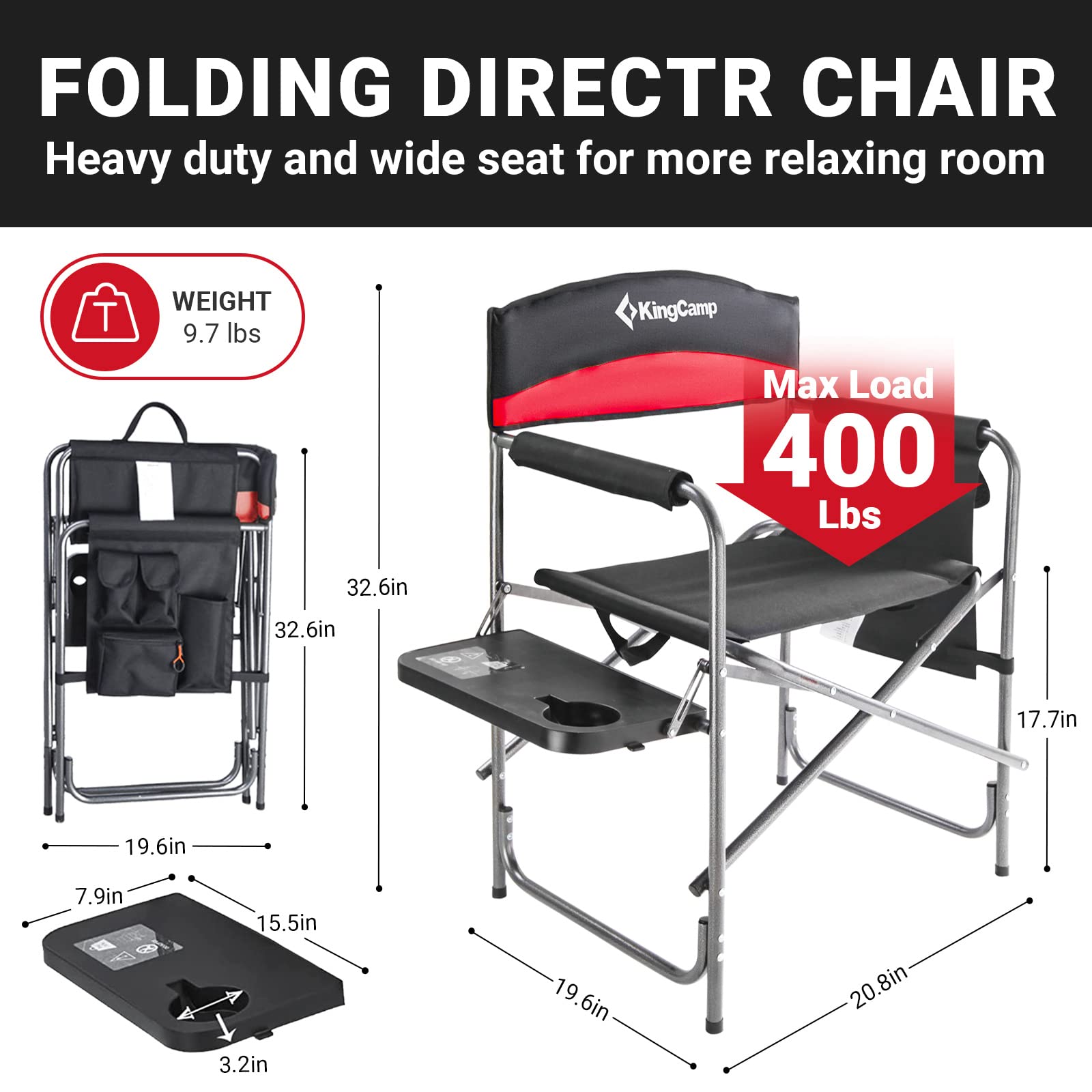 Foldable KingCamp chair offers easy transport for trips and events.
