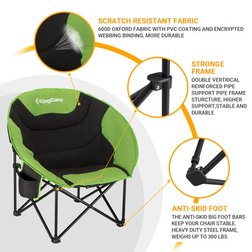 KingCamp foldable saucer moon lounge chair carry bag for easy transport