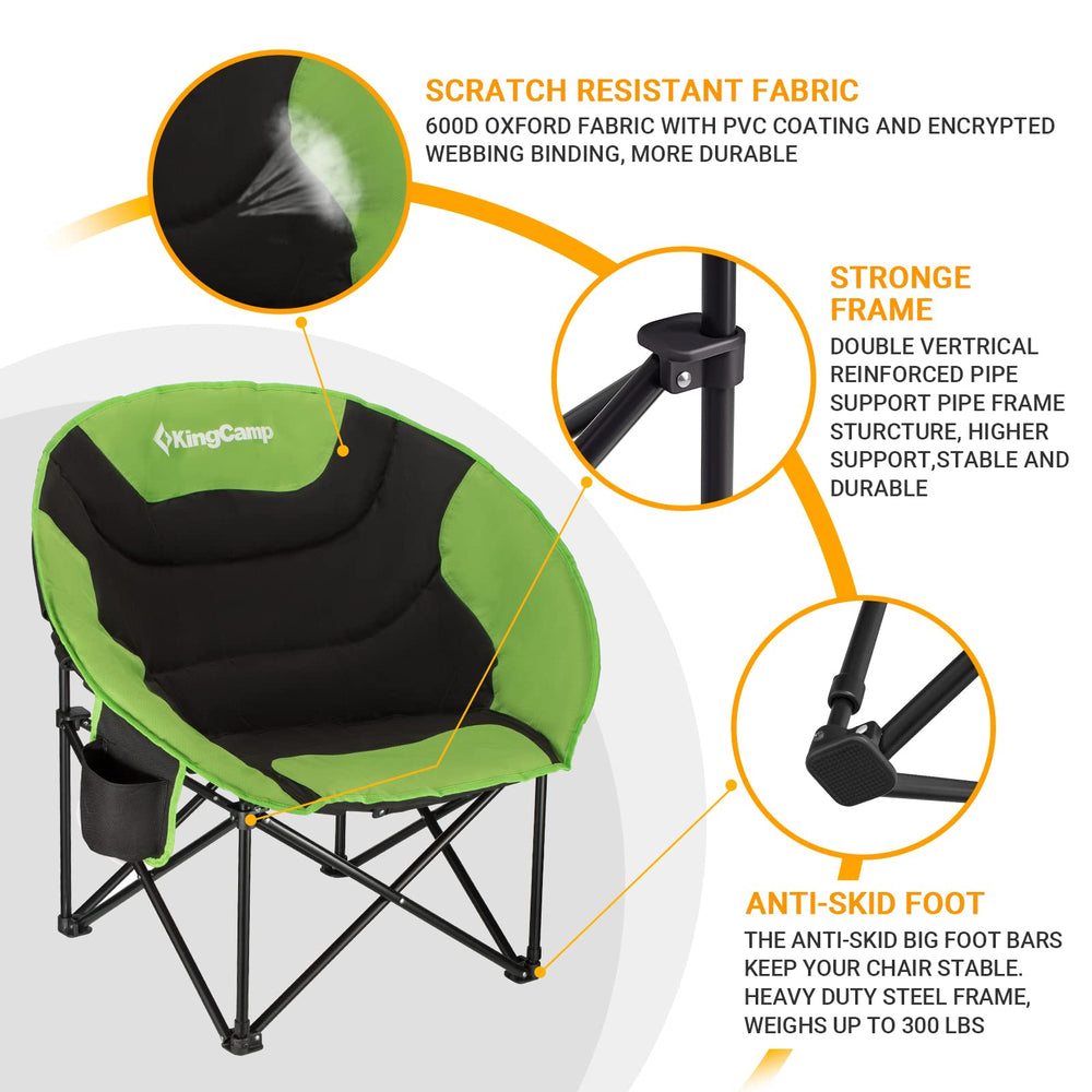 KingCamp foldable saucer moon lounge chair carry bag for easy transport