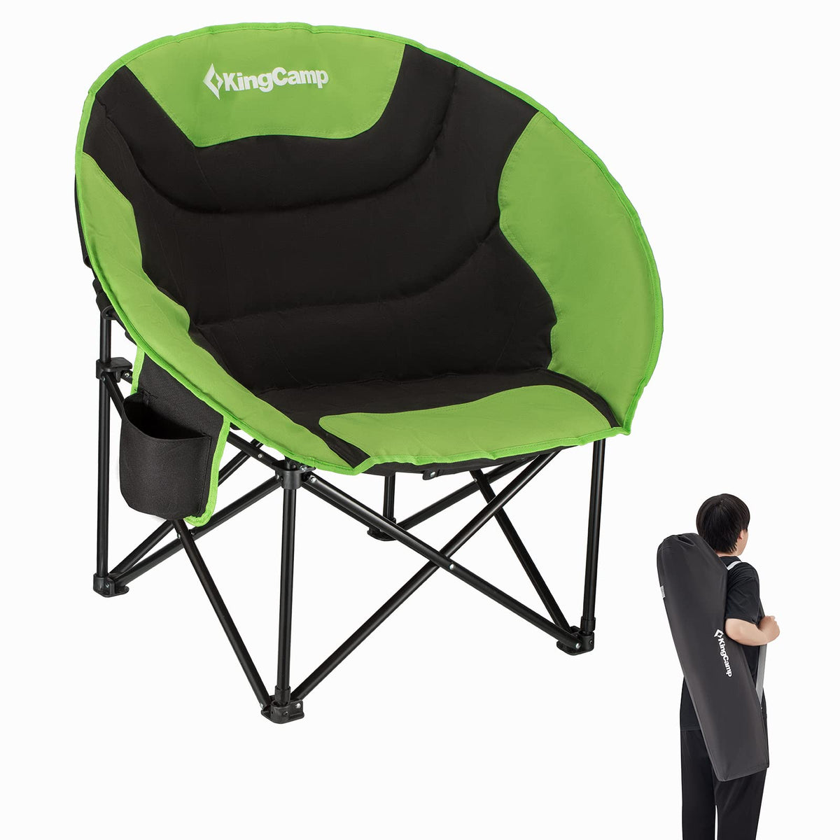 KingCamp foldable saucer moon lounge chair with cupholder for easy beverage access