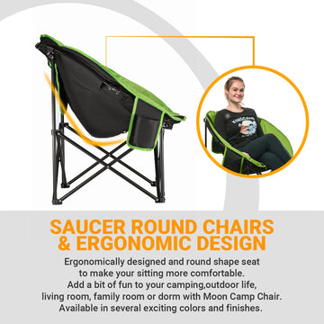KingCamp foldable saucer moon lounge chair heavy-duty steel frame for sturdy support