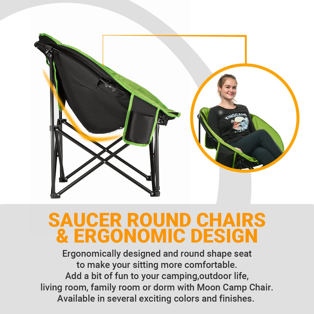 KingCamp foldable saucer moon lounge chair heavy-duty steel frame for sturdy support
