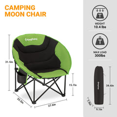 KingCamp foldable saucer moon lounge chair with storage pocket for essentials
