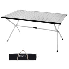 KingCamp folding camping table aluminum desktop provides a roomy, stable surface for meals outdoors.
