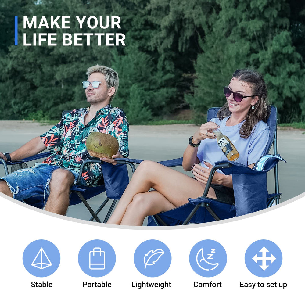 KingCamp folding chair blue steel frame delivers durable support for long outdoor days.