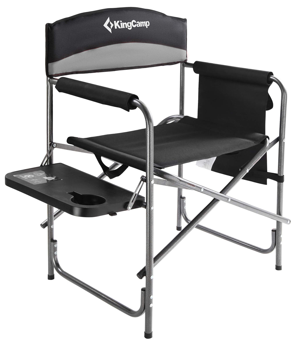 KingCamp folding chair with side table and drink holder for outdoor lounging