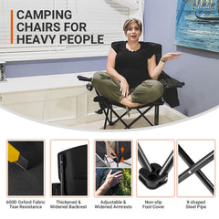 KingCamp lounge chair with side storage pocket for phone and notebook.