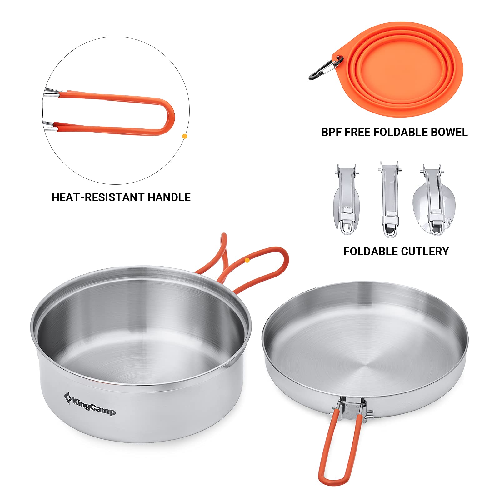 KingCamp folding cutlery set with knives and forks enhances camp meals.