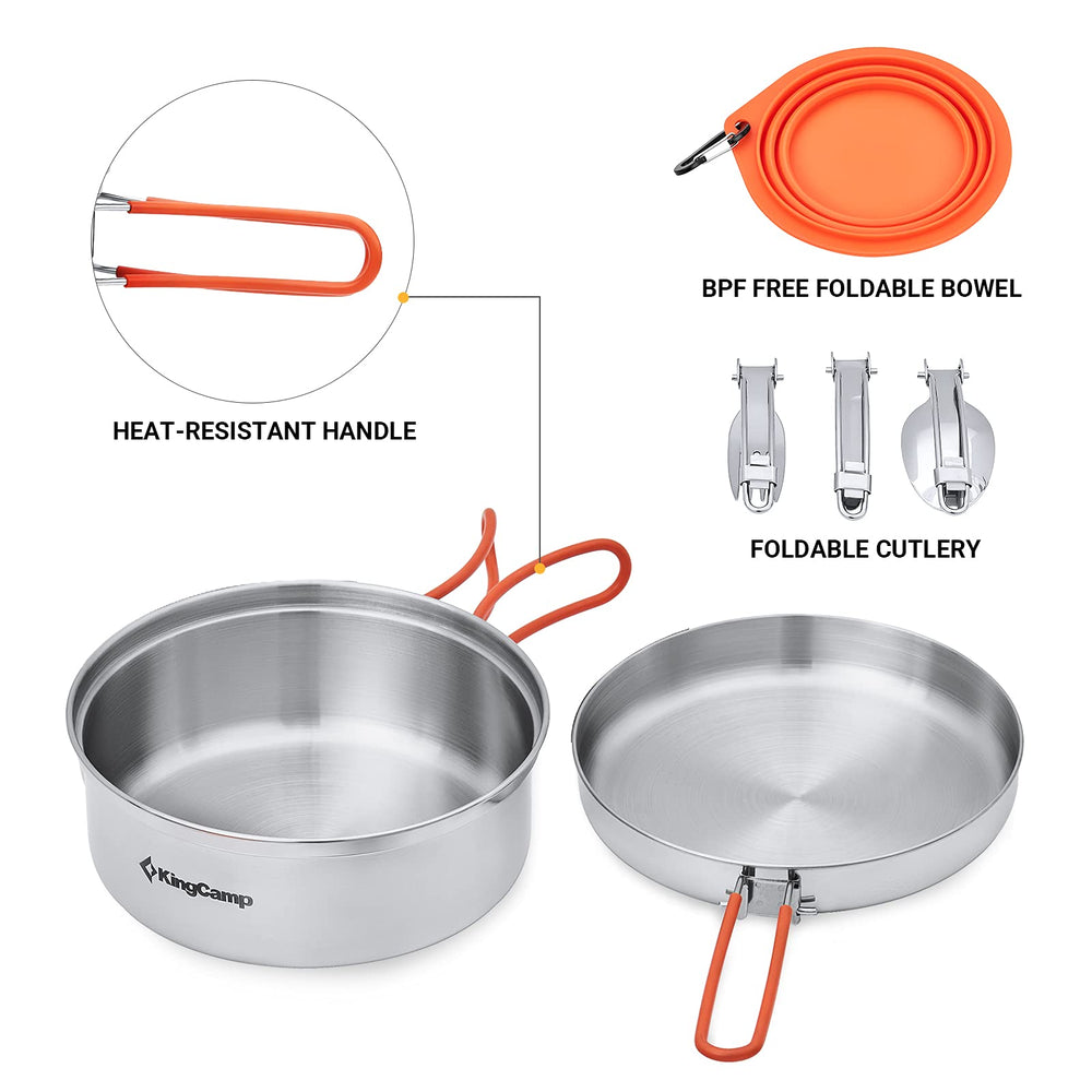 KingCamp folding cutlery set with knives and forks enhances camp meals.