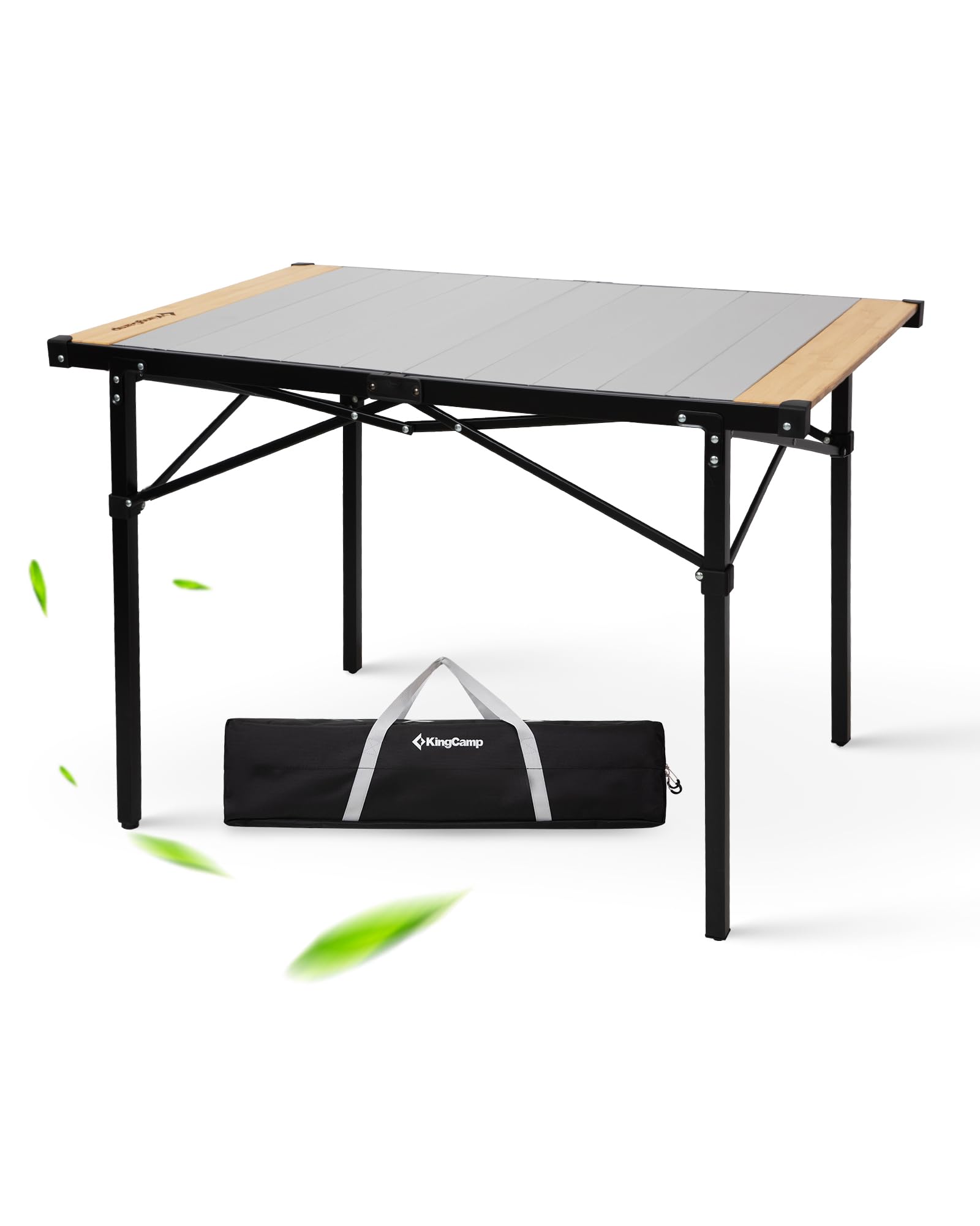 KingCamp folding-table with bamboo-top enhances outdoor dining.