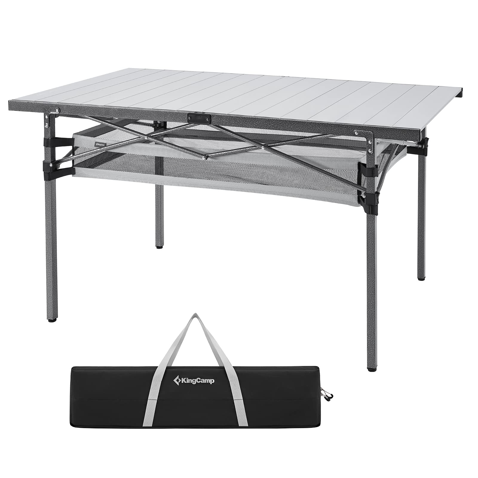KingCamp folding table fully opened with a large dining area for 4-6 people.