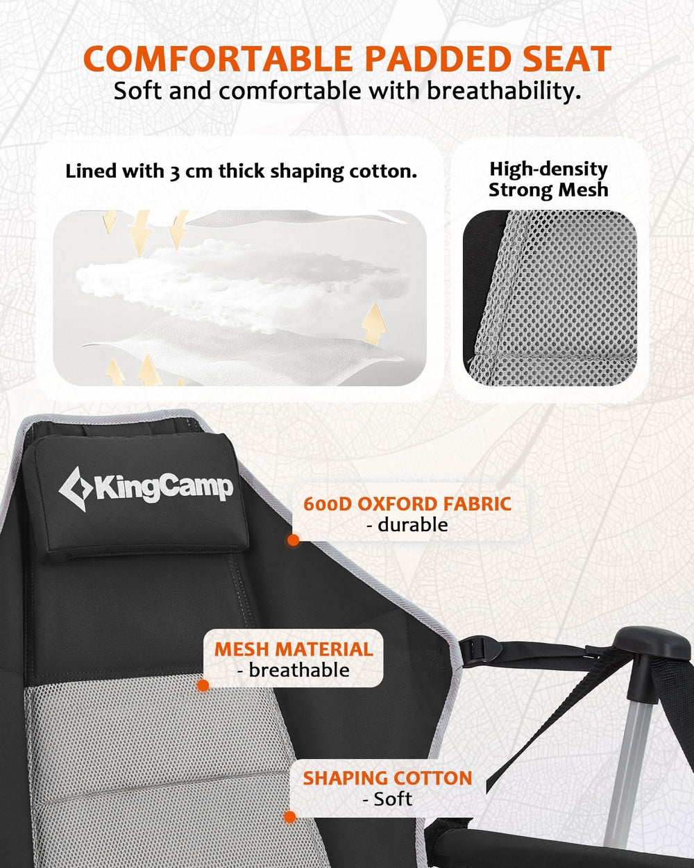 KingCamp Hammock Chair anti-slip feet on varied surfaces