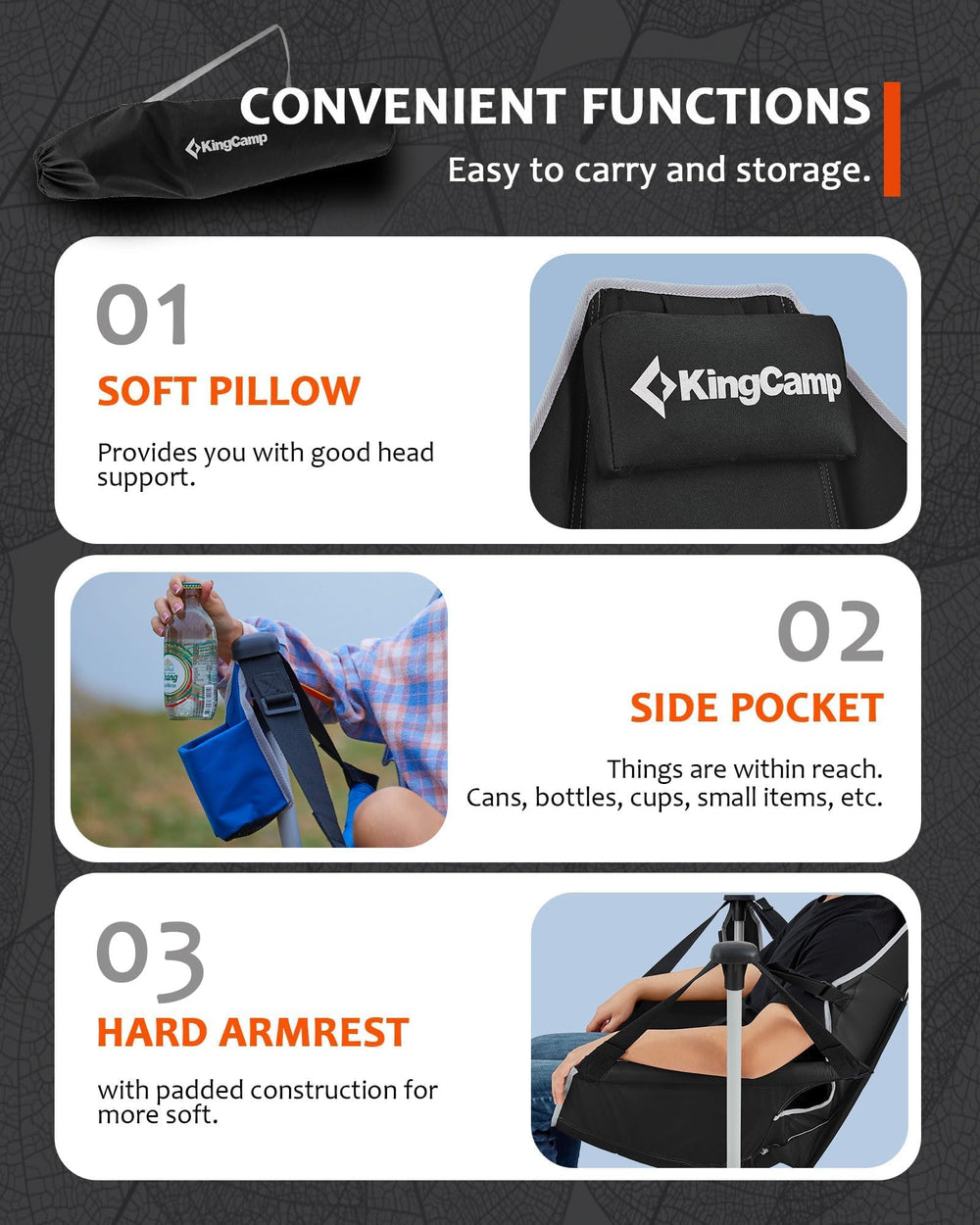 KingCamp hammock chair breathable mesh seat enhances airflow for all-day comfort.