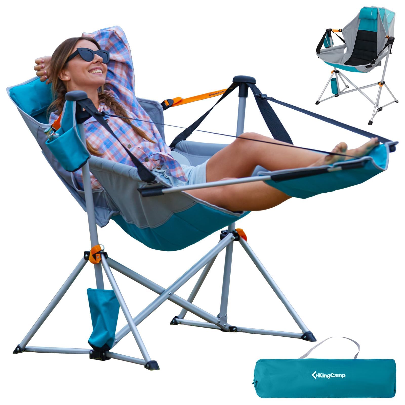 KingCamp hammock chair footrest extended enables elevated comfort for camping and lounging.