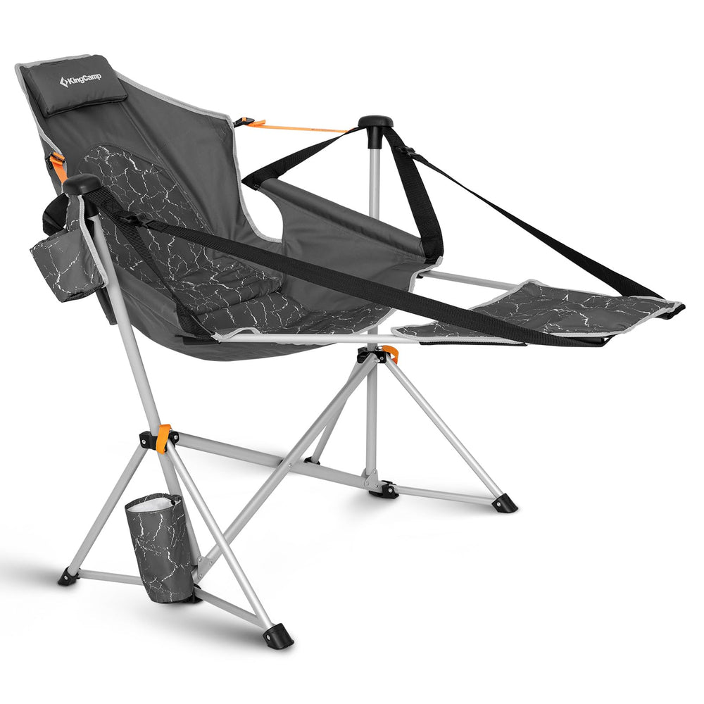KingCamp Hammock Chair with Footrest extended for elevated comfort outdoors.