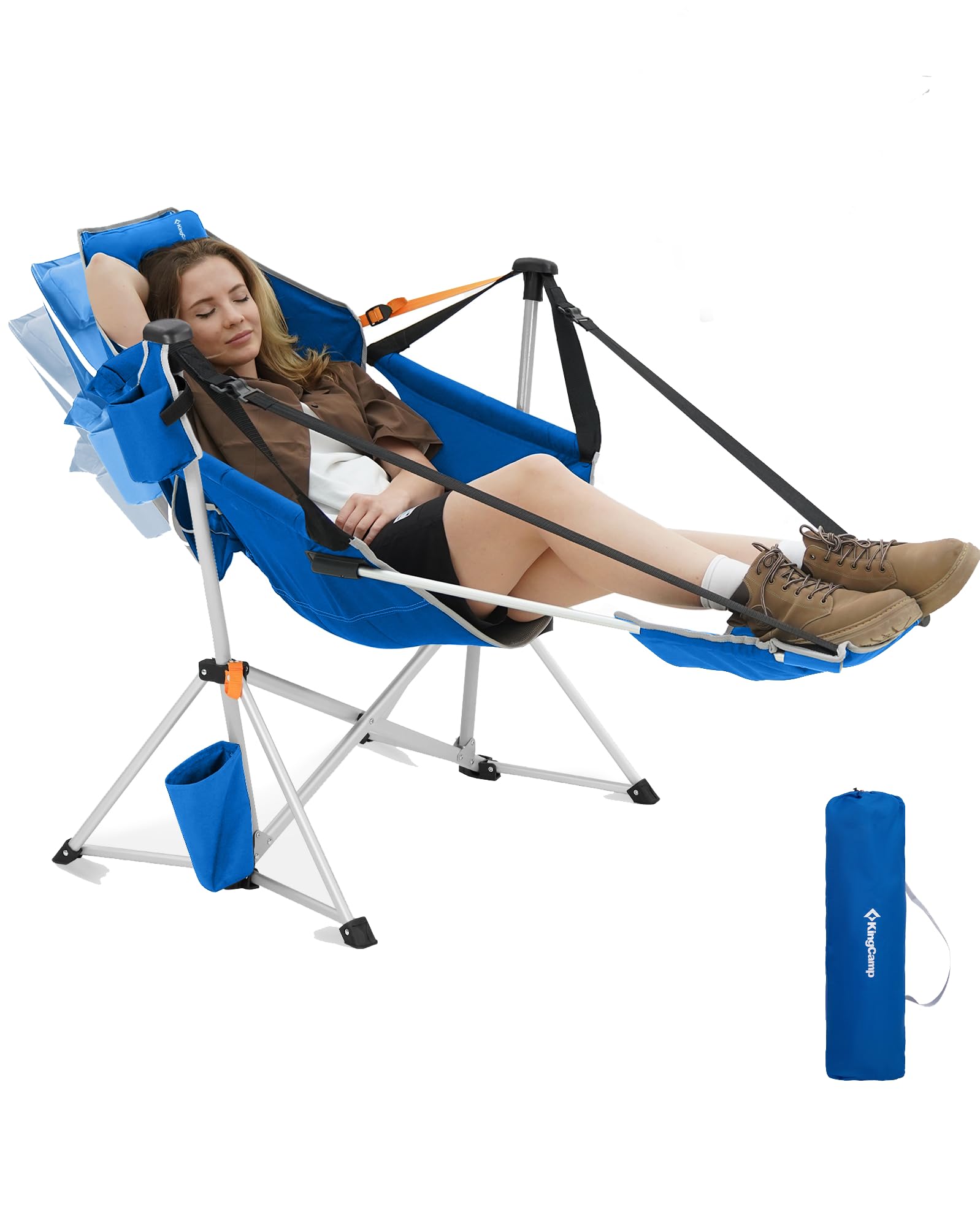 KingCamp hammock chair footrest and pillow for elevated outdoor comfort.