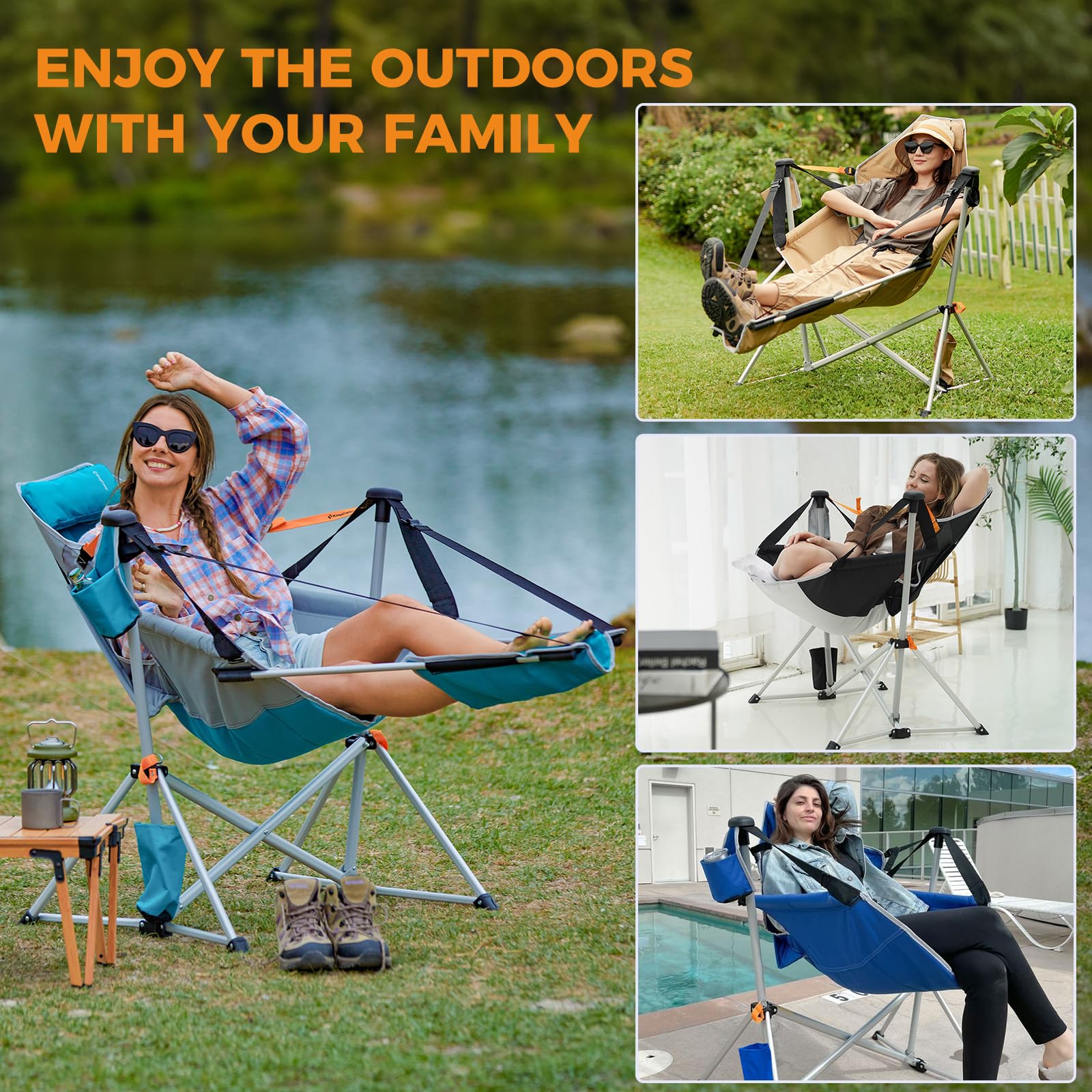 KingCamp hammock chair oversized seat provides ergonomic support for long lounging.