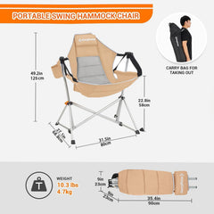 KingCamp hammock chair quick-fold design enables fast setup on camping trips.