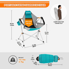 KingCamp hammock chair quick-setup folds in seconds for easy portability.