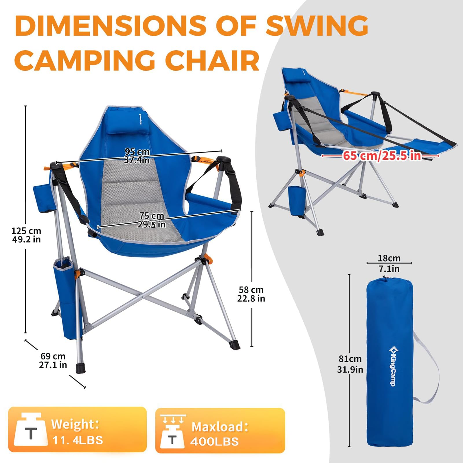KingCamp hammock chair in swinging motion ideal for relaxing with a book.