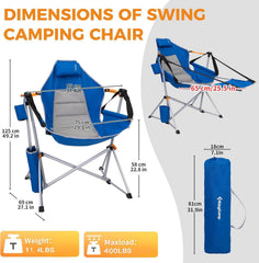 KingCamp hammock chair in swinging motion ideal for relaxing with a book.