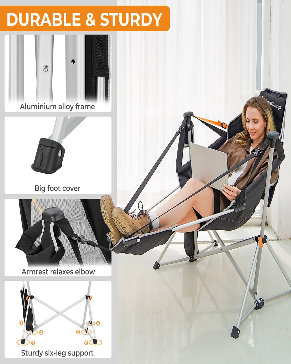 KingCamp Hammock Chair weather-resistant materials withstand outdoor use