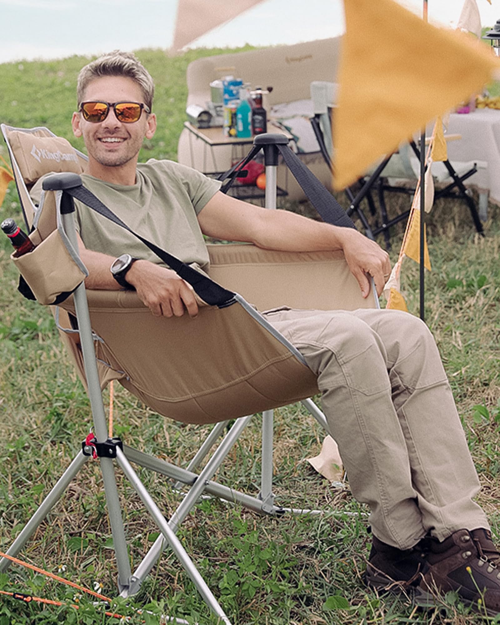 KingCamp hammock chair wide seat demonstrates extra comfort and full-body support.