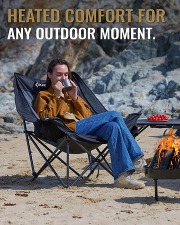 KingCamp heated oversized xl chair with storage pocket emphasizes multi-use seating and storage