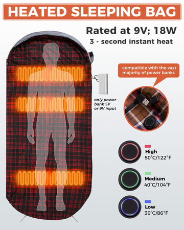 KingCamp heated sleeping bag interior with soft flannel lining for comfort