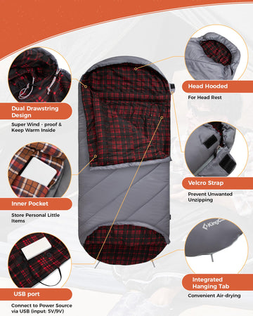 KingCamp heated sleeping bag lightweight at 4.6 pounds for portability