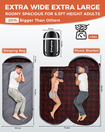 KingCamp heated sleeping bag two way zipper detail for easy access