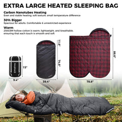 KingCamp heated sleeping bag features waterproof 230T diamond-pattern polyester