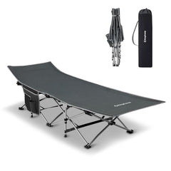 KingCamp heavy-duty camping cot open for stable outdoor sleep
