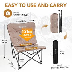 KingCamp high-back butterfly chair supports posture during reading or gaming.