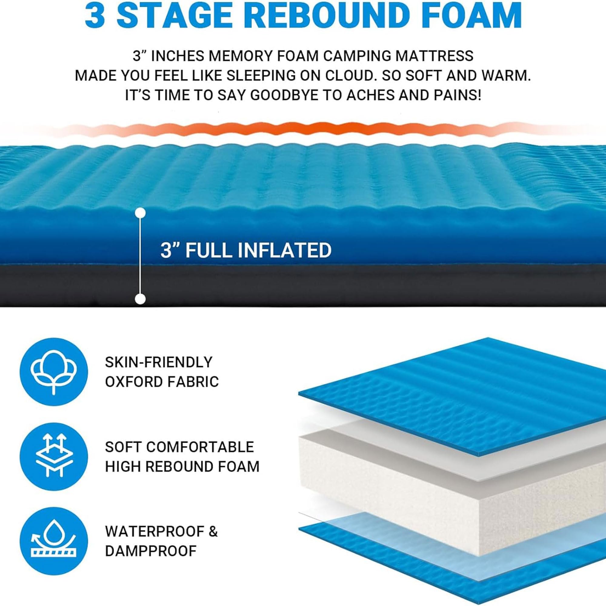 KingCamp honeycomb surface provides stable support and pressure relief.
