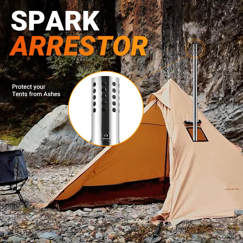 KingCamp hot tent stove rotary flame control for precise heat adjustment.