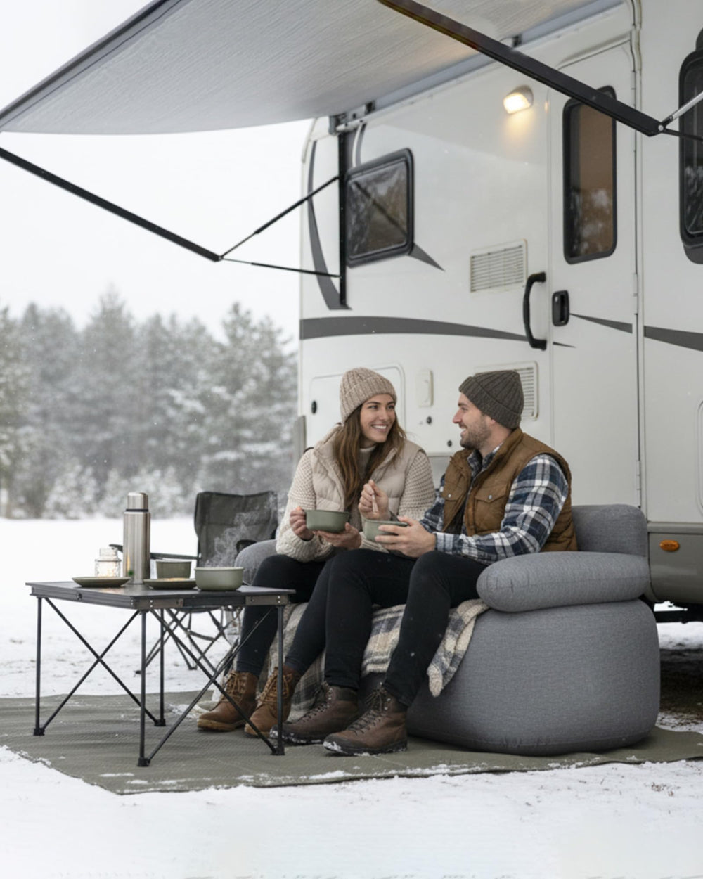 KingCamp inflatable sofa quick inflate valve enables fast setup for outdoor lounging