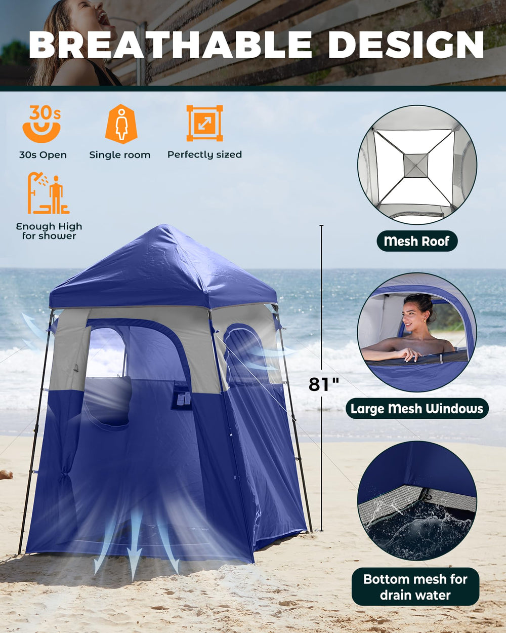 KingCamp Instant Shower Tent detachable rain canopy for all-weather privacy