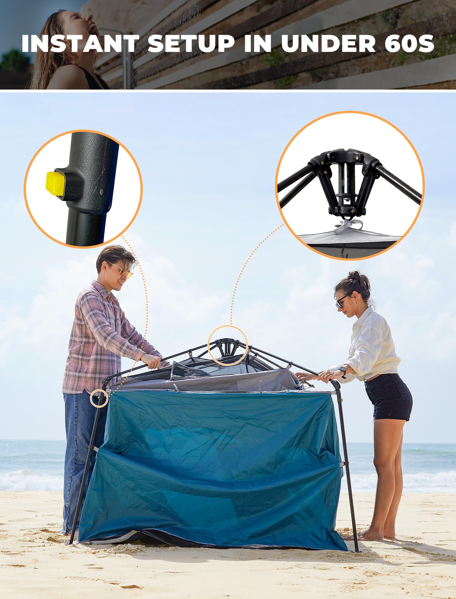 KingCamp Instant Shower Tent interior with floor opened for toilet placement