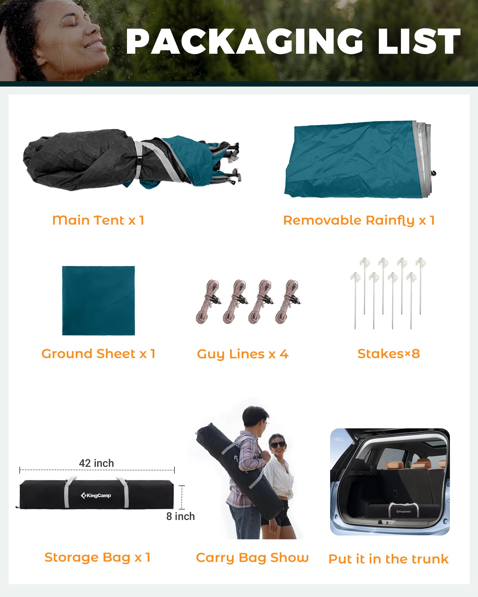 KingCamp Instant Shower Tent large mesh windows for airflow and comfort