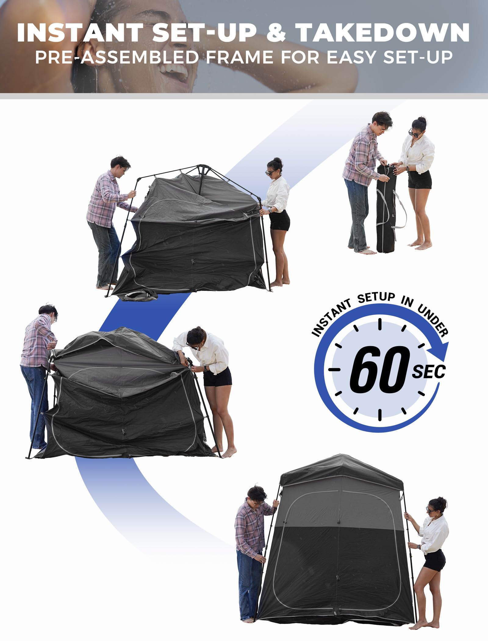 KingCamp tent floor area ready for portable toilet outdoors.