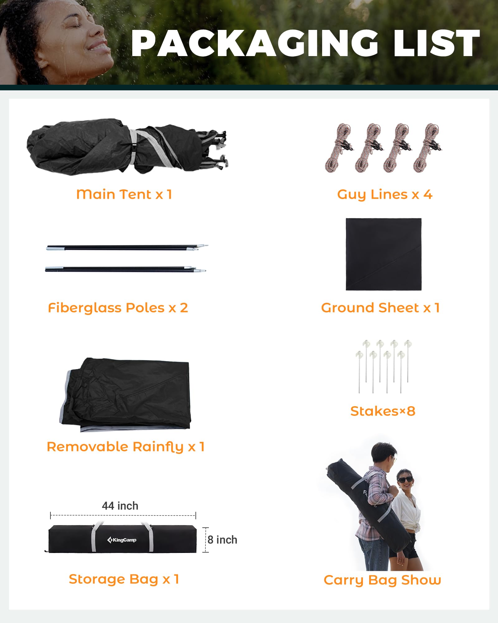 KingCamp tent with detachable rain canopy for all-weather use.