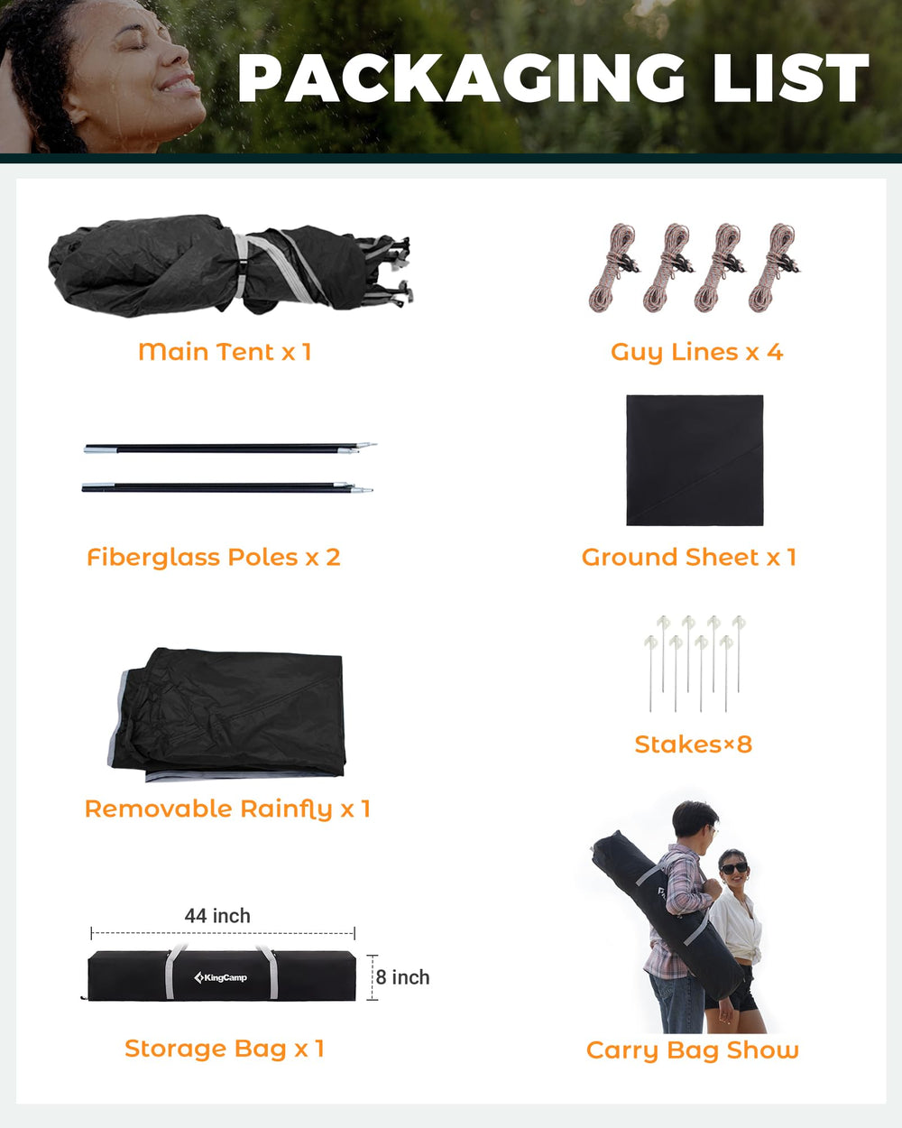 KingCamp tent with detachable rain canopy for all-weather use.