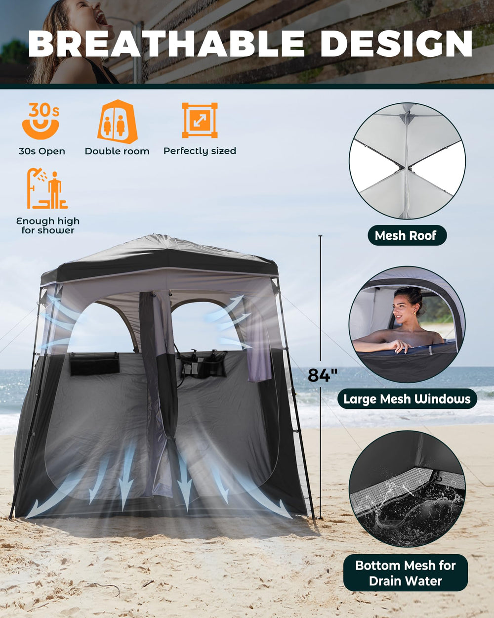 KingCamp tent with large mesh windows for ventilation and comfort.
