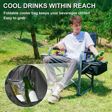 KingCamp insulated cooler bag open with beverages ready