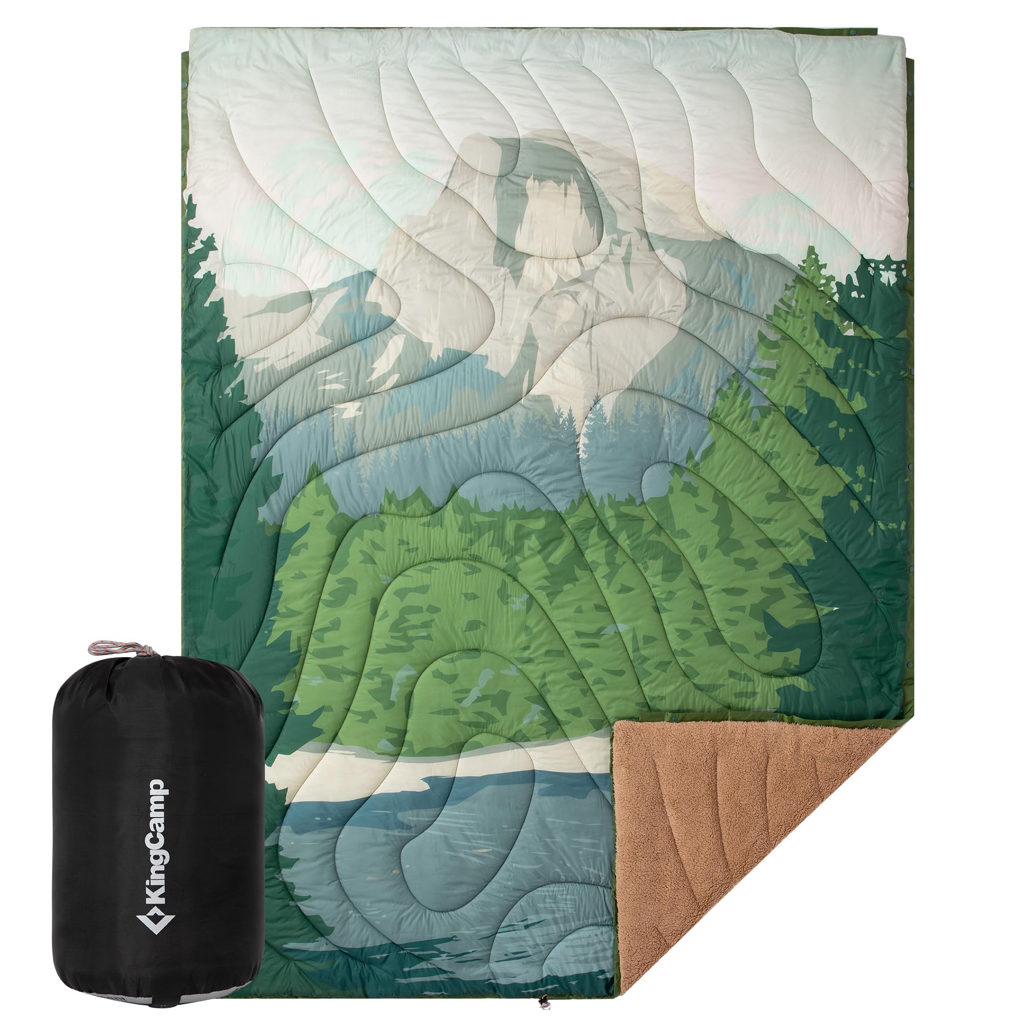KingCamp Large Blanket with Sherpa Lining – plush inner warmth for cool outdoor nights.