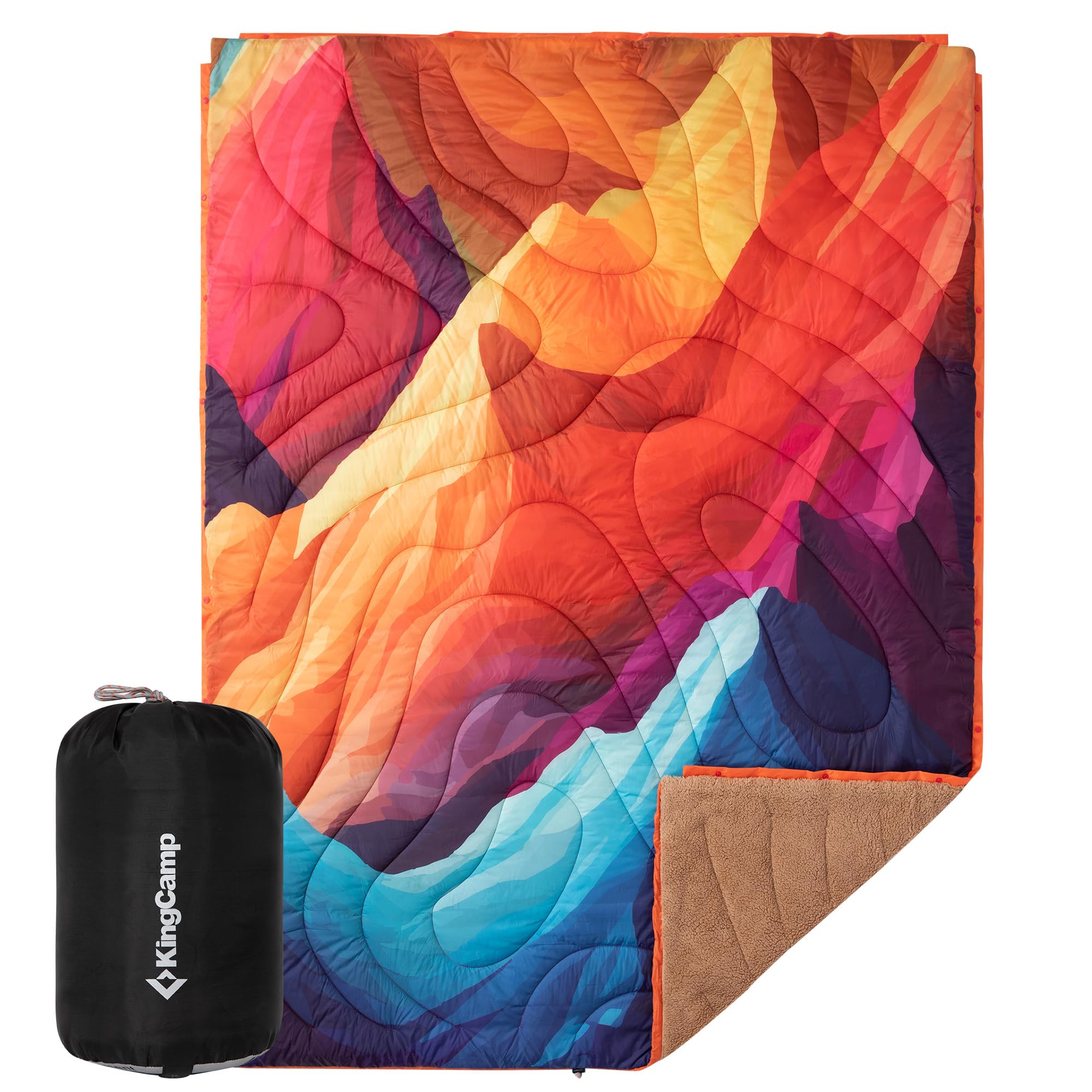 KingCamp large camping blanket with Sherpa lining for cozy outdoor warmth.